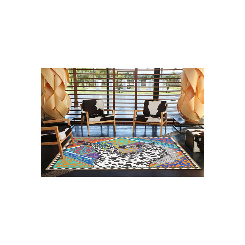 Tapis décoratif géométrique de couleur bleue, Rectangle 2 pi 4 po x 4 pi