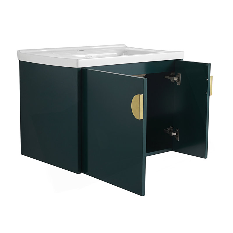 Meuble-lavabo avec lavabo en céramique, Vert