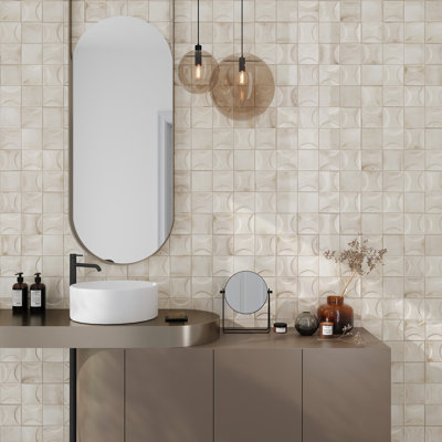 Carrelage carré en céramique brillante 3,94 po x 3,94 po Antiek (6,48 pieds carrés / caisse) (paquet de 60)