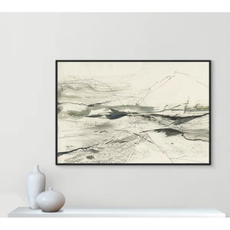 " Green Sketches " by PI Studio, Pas de tapis, H 41,5 po x l 61,5 po x P 2 po, Cadre flottant noir
