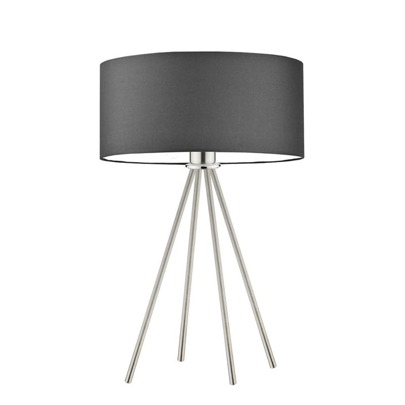 Arneshia Metal Table Lamp, Graphite, Brushed Steel