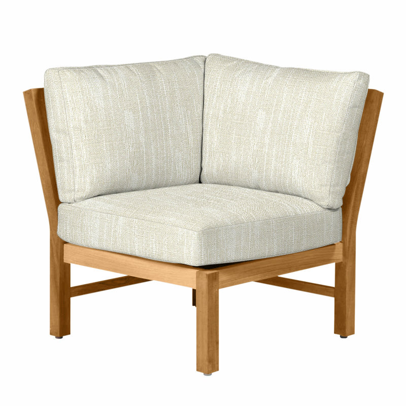 Club Teak Sectional Corner Chair, No Welt, Rollo Cream, Natural Teak