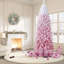 183 cm/229 cm Slim Pencil Christmas Tree, Artificial Green & White Gradient, Flocked Skinny Xmas Tree with Metal Stand, Full Flame-Retardant Branch, Easy Assembly for Holiday Decorations-134540747