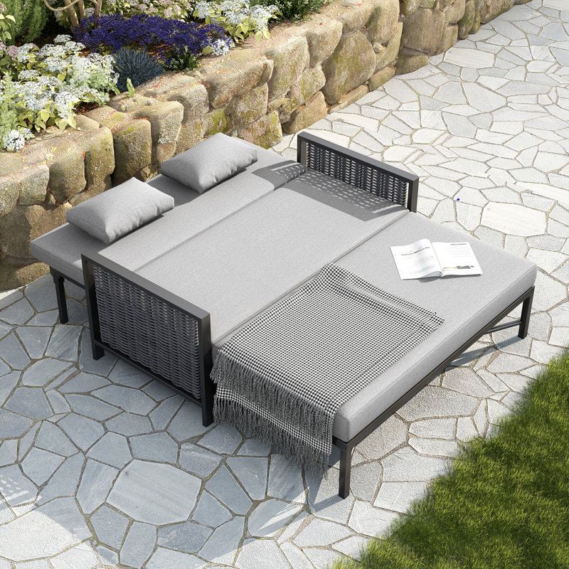 131.5cm Wide Straight Steel Patio Daybed, Grey