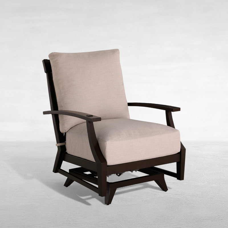 Croquet Patio Chair with Cushions, No Welt + Standard Fill, Cabana Stripe Midnight, Mahogany
