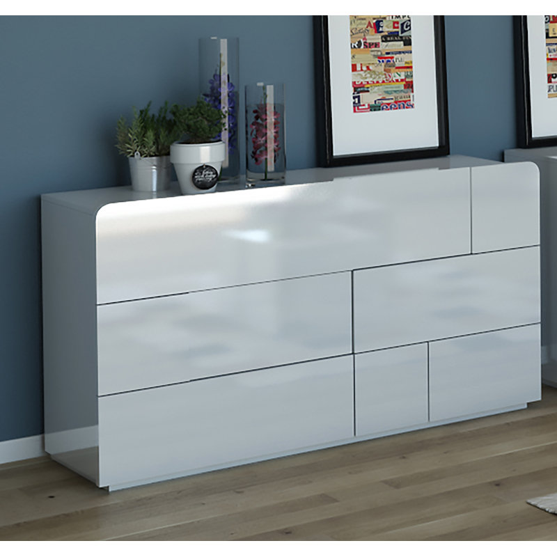 Arcora 142 cm W Chest of 6 Drawers, White
