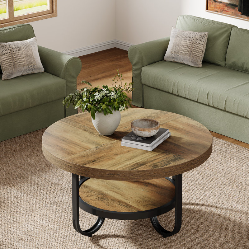 4 Legs Coffee Table with Storage, Brown