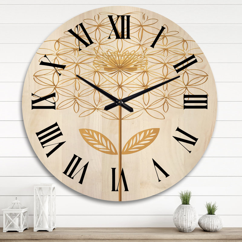 Horloge murale surdimensionnée en bois Blooming, Très grand