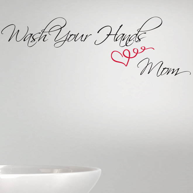 Décalcomanie murale love your hands love maman, H 21 po x l 65 po x P 0,01 po, Beige