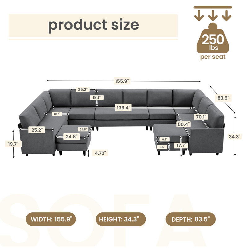 Canapé modulaire Dorch, Tissu sarcelle