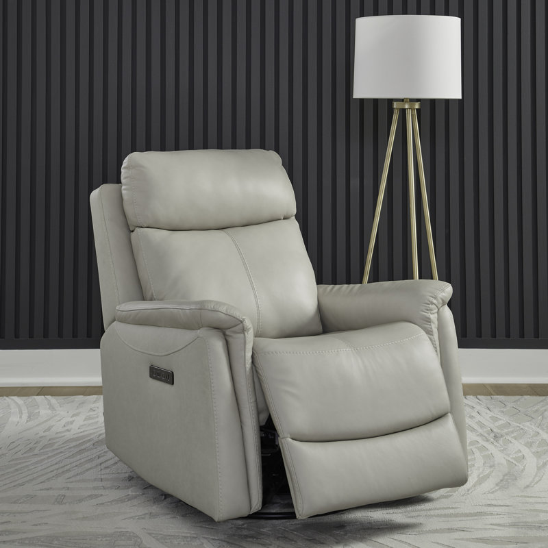 Jodena Swivel Glide Power Recliner, White; Beige