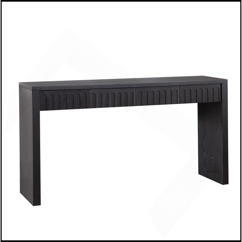Console moderne noire à 4 tiroirs - Table d'entrée avec rangement 59,2 po, Noir