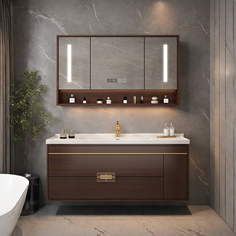 Armoire de salle de bain minimaliste de style rétro haut de gamme