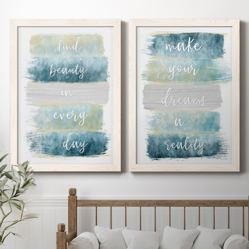 «Find Beauty» - ensemble de 2 reproductions d'art, H 44 po x l 31 po x P 1 po, Toile blanche encadrée, Pas de tapis