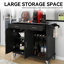 Îlot de cuisine avec plateau en acier inoxydable et cabine de rangement-586150390