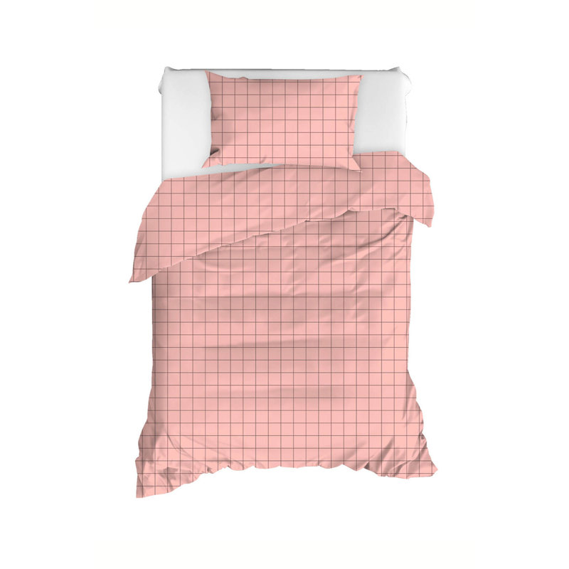 Ensemble de housse de couette 100% coton Dukie, Housse de couette 63 "x 87" + 1 taie d'oreiller st, Rose / gris