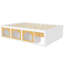 Queen Size Wooden Platform Bed With Bookshelf, Display Cabinet, Led Light And Drawer