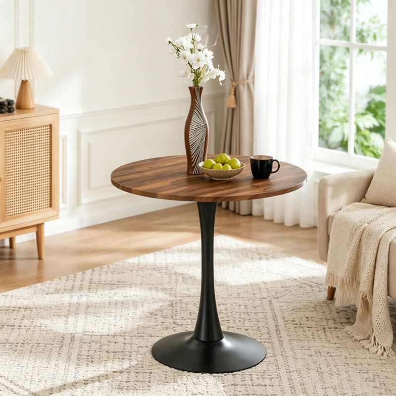 Table tulipe 31,5 pouces pour petits espaces, Noir + noyer