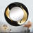 Golden Droplets On Black - Modern Geometric Round Mirror Wall Decor-99618938