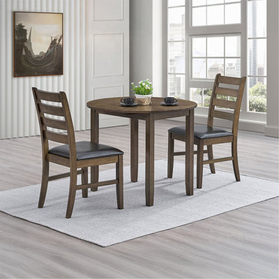 Table de salle à manger et chaises d'appoint rembourrées en cuir synthétique brun