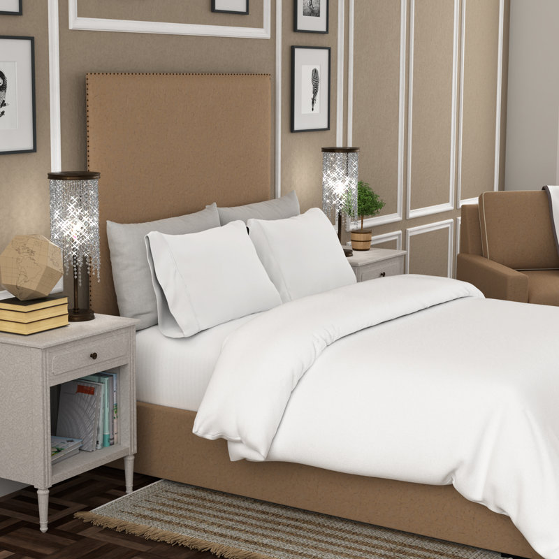 Satin Solid Colour Duvet Cover Set with Pillowcases Included, Double Duvet Cover + 2 Standard Pillowcases , White