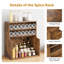 Étagère à épices, tablettes de comptoir de cuisine en bois, étagère de rangement grande capacité, 3 pneus (brun)