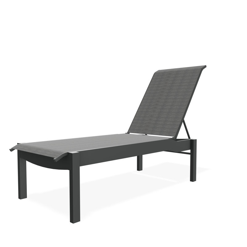 Chaise longue sans accoudoirs empilable en polymère avec accoudoirs Leeward, Destiny Steel, Graphite