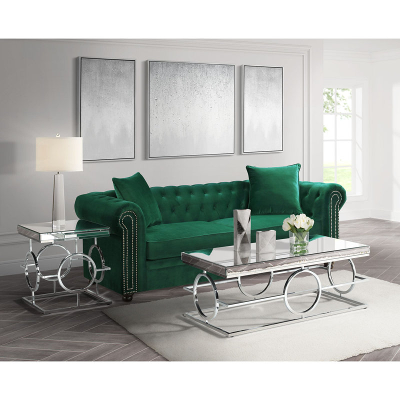 Mercer41 Zaiya Square Mirrored End Table