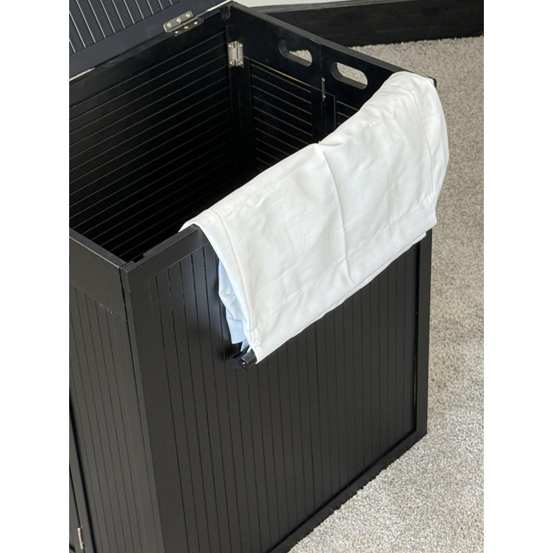 Panier à linge en bambou, Noir