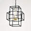 Suspension industrielle à 4 lanternes - noir mat et or, luminaire suspendu à hauteur réglable pour le salon, plafond en métal doré de bureau, couloir de style rétro, vestibule, bureau, conférence-1726020016