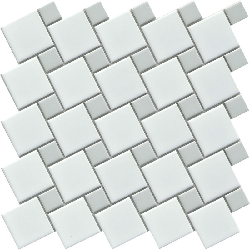Spin White/Gray 11 in. x 11 in. Matte Porcelain (16.88 sq. ft./Case), White/Silver