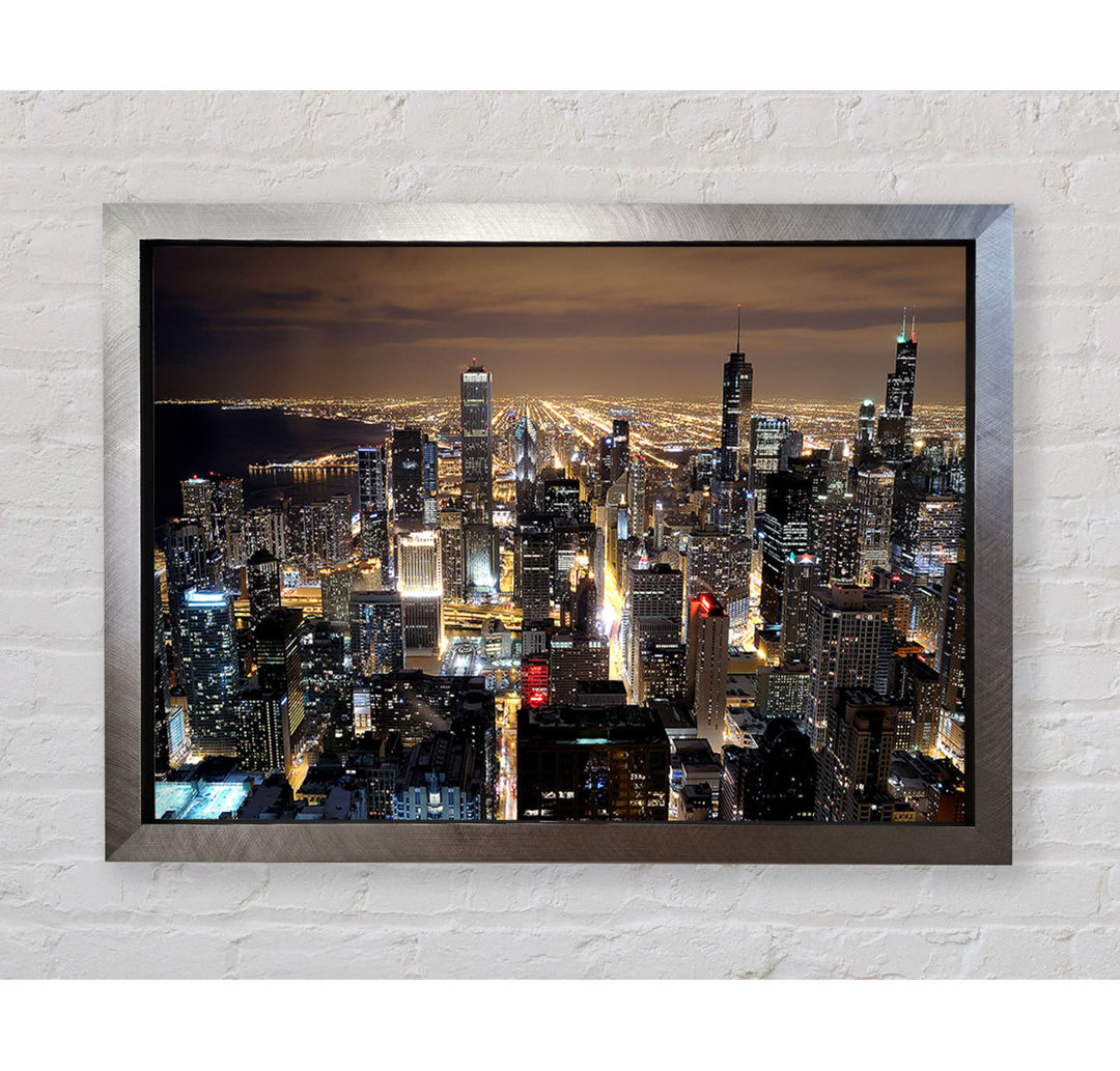 Chicago Skyline Nights - Einzelne Bilderrahmen Kunstdrucke