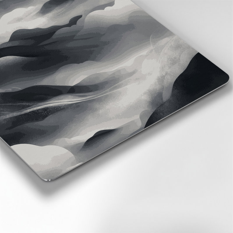 Abstrait paysage, art mural gris en métal 88, H 16 po x l 16 po