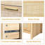 31.5" W  Rattan Drawers Dresser, Chest of 3 Drawers, Natural Wood Colour, for Bedroom, Hallway, Living Room（Set of 2）