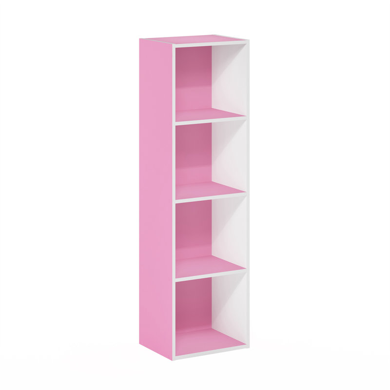 Chakib 4-Tier Open Shelf Bookcase, Pink/White