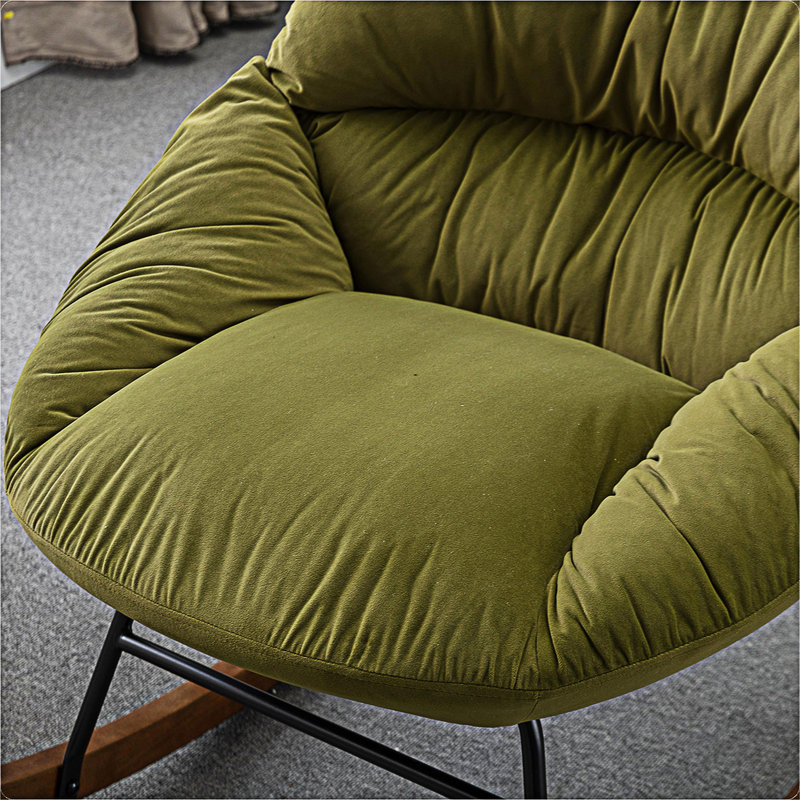 Chaise berçante Ireri, Velours vert olive