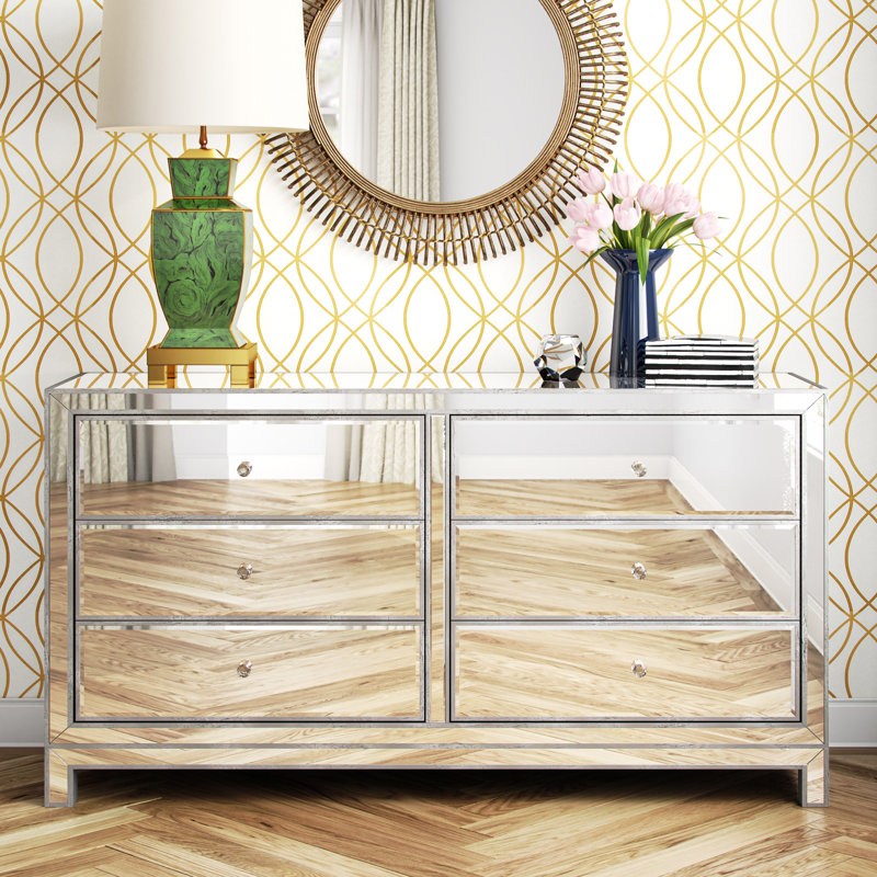 Commode 6 tiroirs Fairgrove, Argent antique