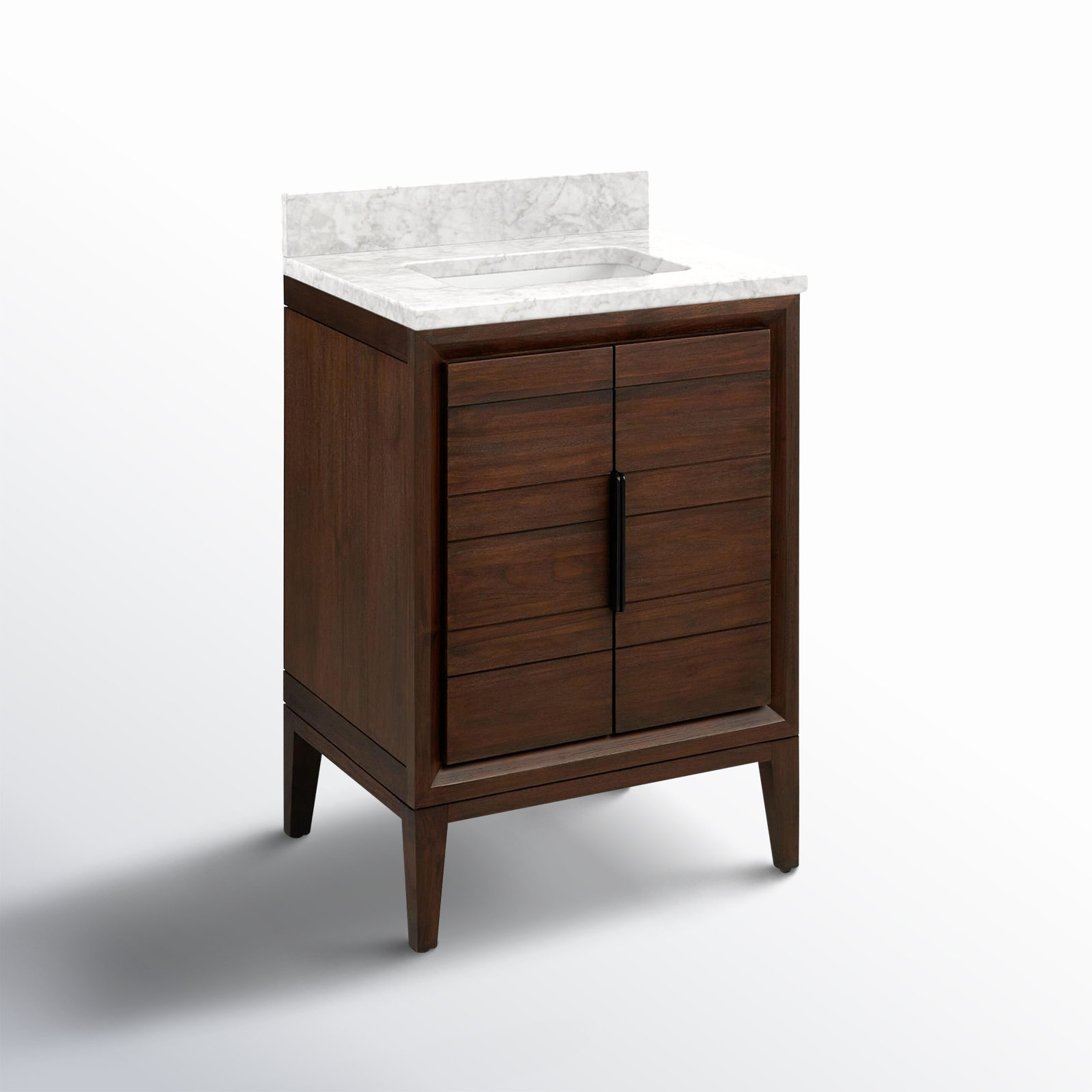 Aliso 24" Carrara Marble Single Bathroom Vanity, Carrara Marble, No Faucet Hole, Java