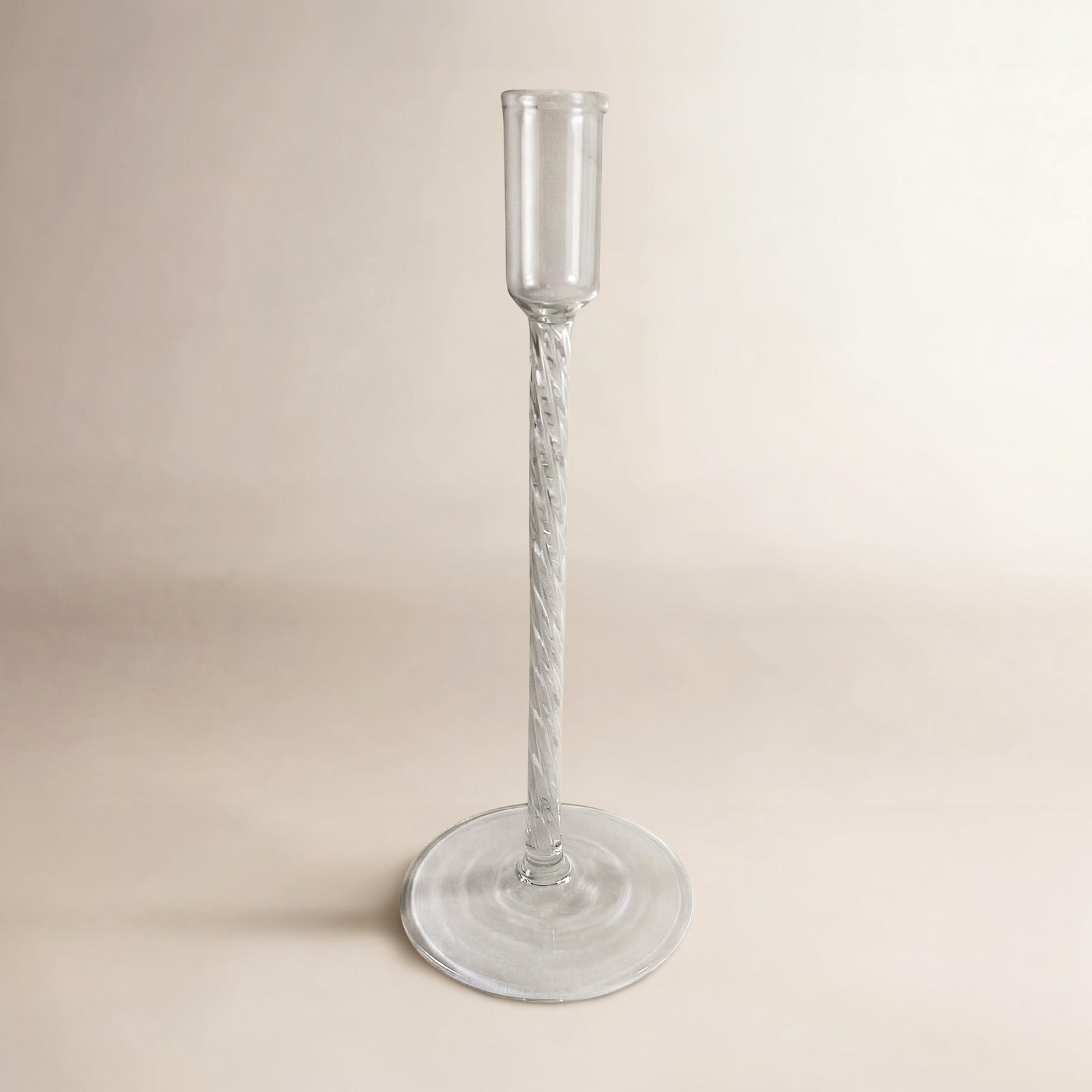 Glass Clear Candle Stand H 10.5" & Dia 3.5"