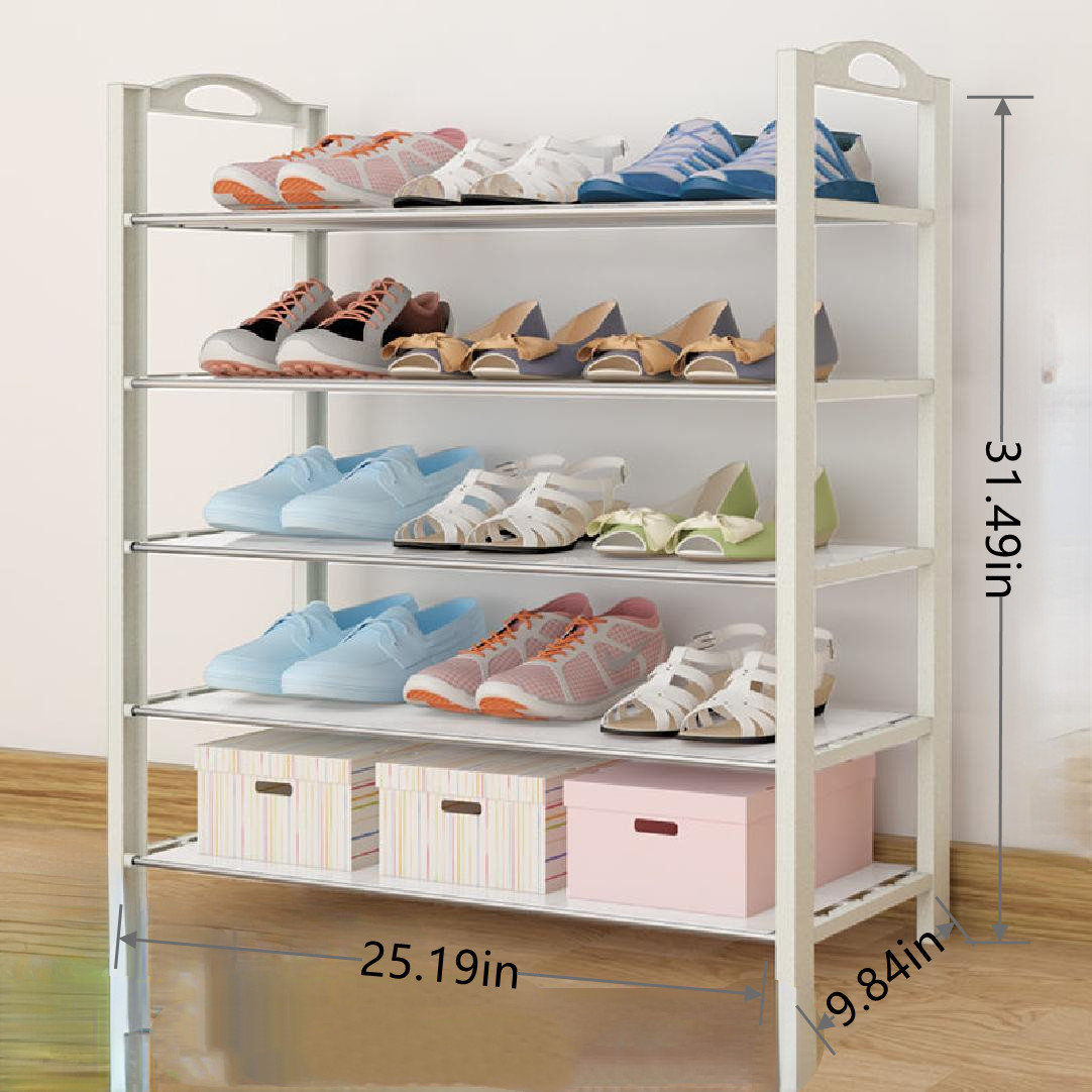 Small Narrow Dustproof 5 Pair Shoe Rack Rebrilliant Finish: White