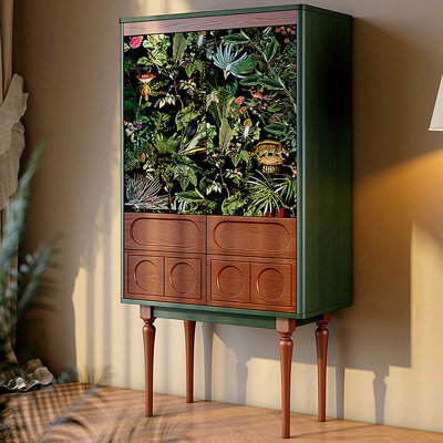 Buffet rétro en bois massif vert 31,50 "