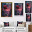Rose rouge, coucher de soleil urbain II, art mural salon rose-104687192-104687180
