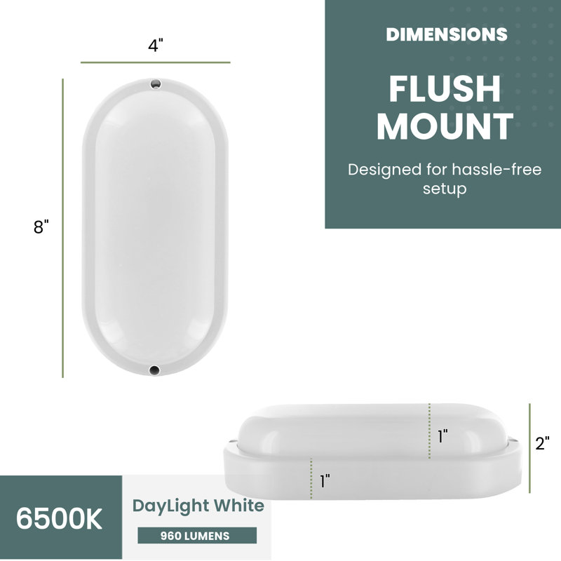 Plafonnier ovale à DEL encastré - 12W, blanc lumière du jour 6500K, plafonnier intérieur écoénergétique
