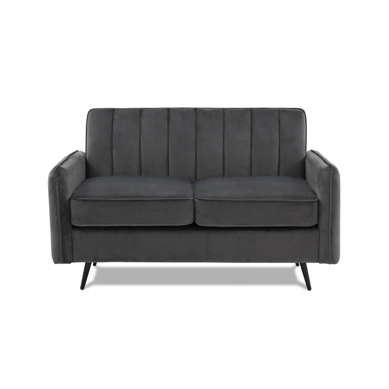 Acke 2 Seater Velvet Loveseat, Graphite 