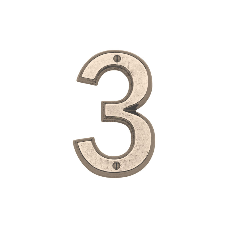 6" Surface Mount House Number, White Bronze Brushed, 3