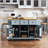 53" Large Kitchen Island with 2 Bar Stools, Power Outlet, and Internal Door Racks – Grey Blue-129895323-129895325