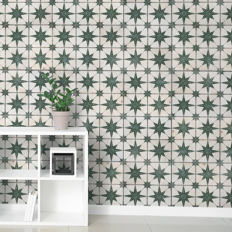 Kings 18" x 18" Ceramic Patterned Wall & Floor Tile, Sage