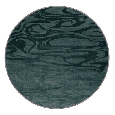 Machine Washable Abstract Green Area Rug