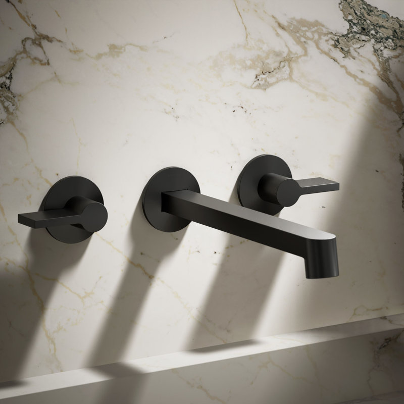 Components Wall-Mount Bathroom Sink Faucet Trim, Matte Black