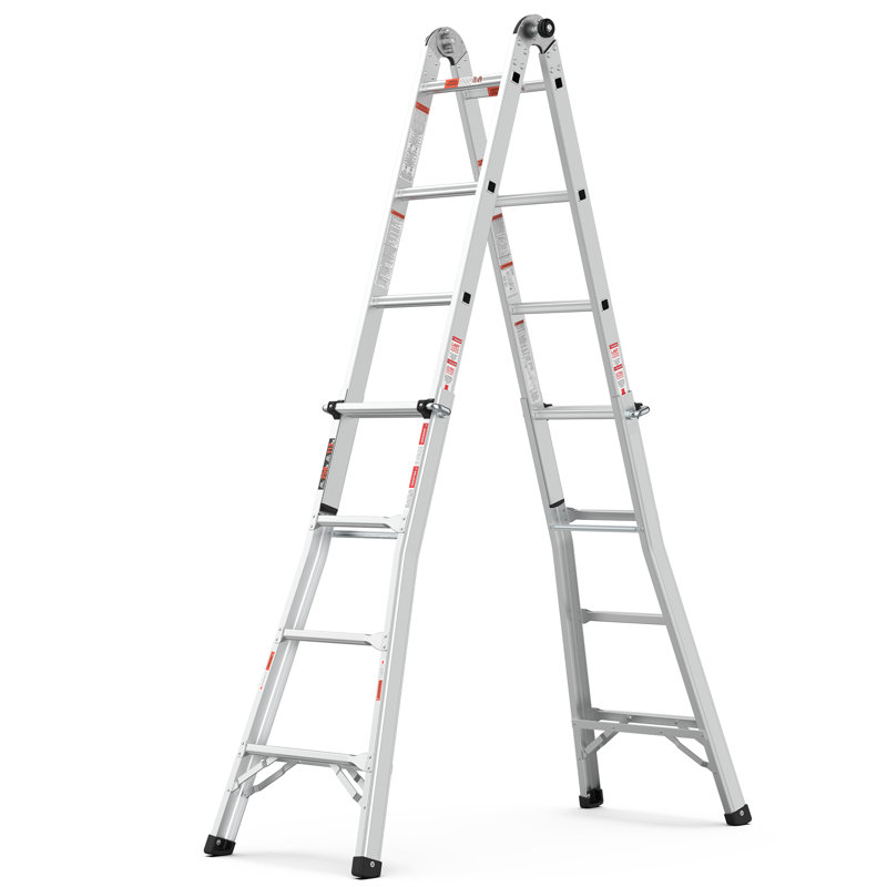 Échelle pliable en aluminium à positions multiples de 17 pi - structure en A / échelle droite, capacité certifiée Ansi de 300 lb